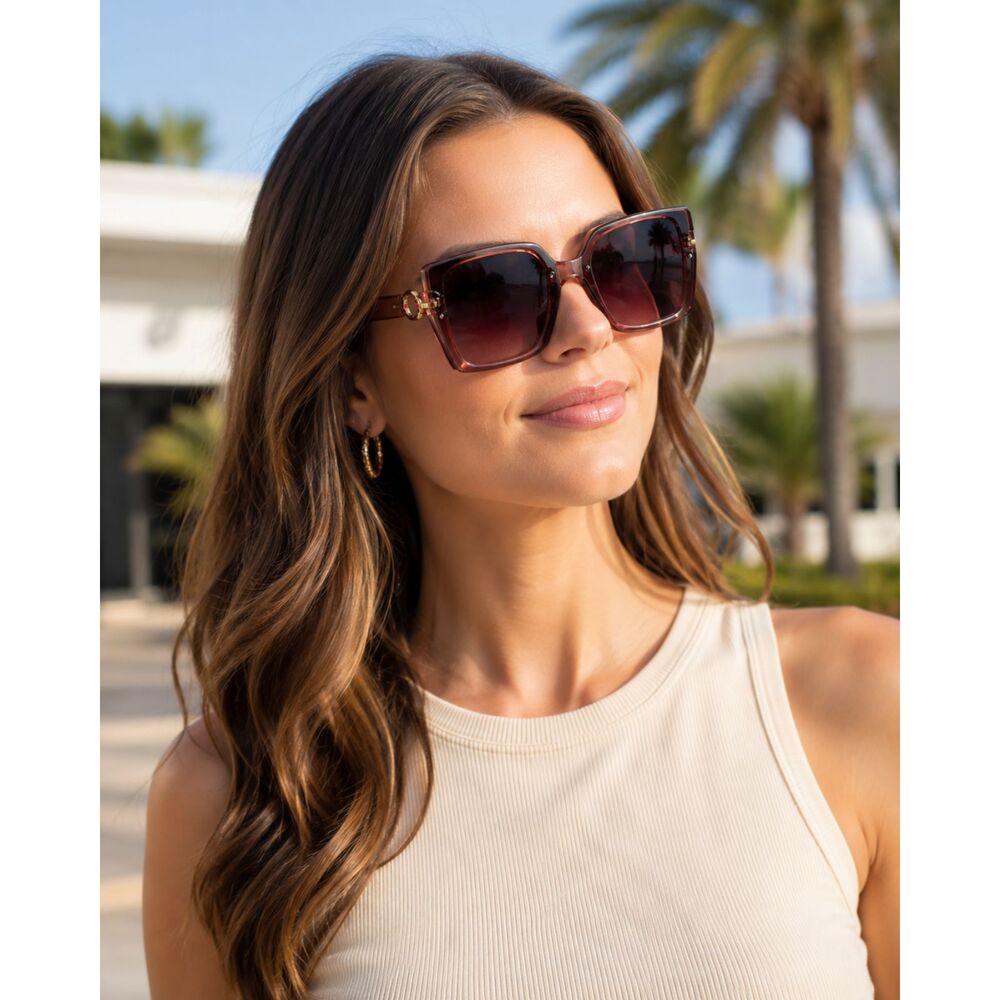 Margaret Joseph Oversized Square Sunglasses Pink Rose Gold 100 UV Protection NWT